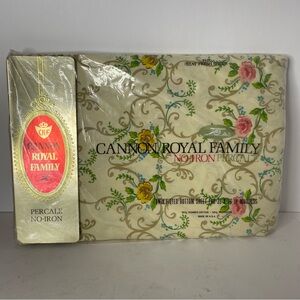 Vintage Cannon Royal Family Twin Fitted Sheet Floral Charleston No-Iron Percale